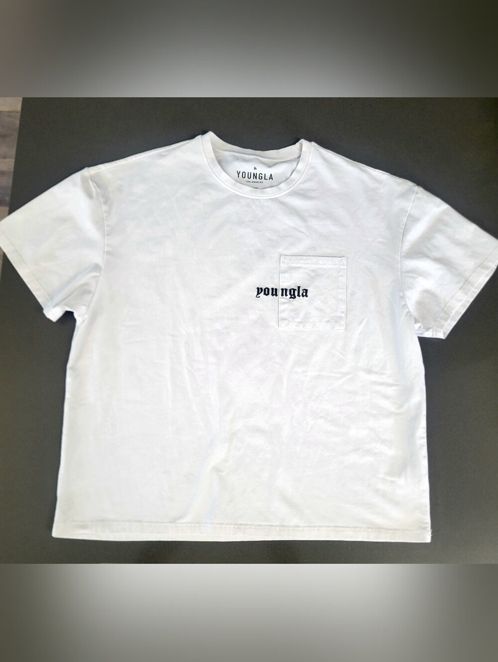 YoungLA White Pocket Tee with Black Logo
